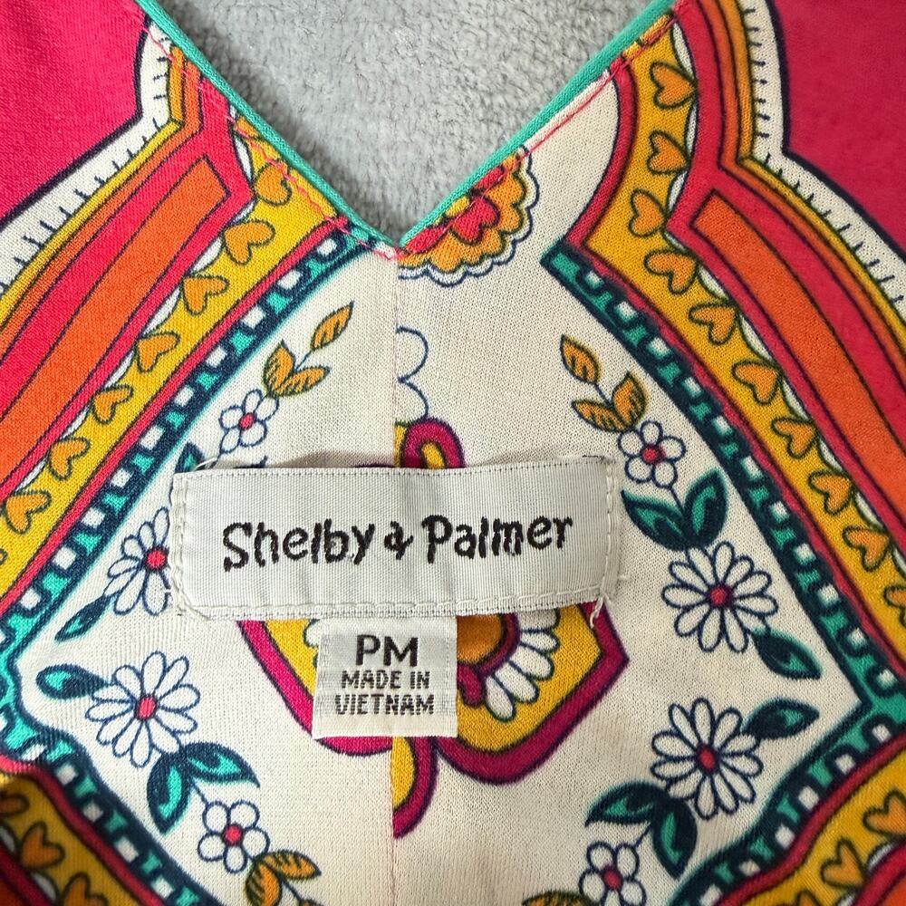 Shelby & Palmer Petite Medium Boho Paisley Empire Waist Dress Pink V Neck - Picture 4 of 6